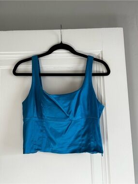 Aritzia Wilfred vibrant Blue Satin Crop Top